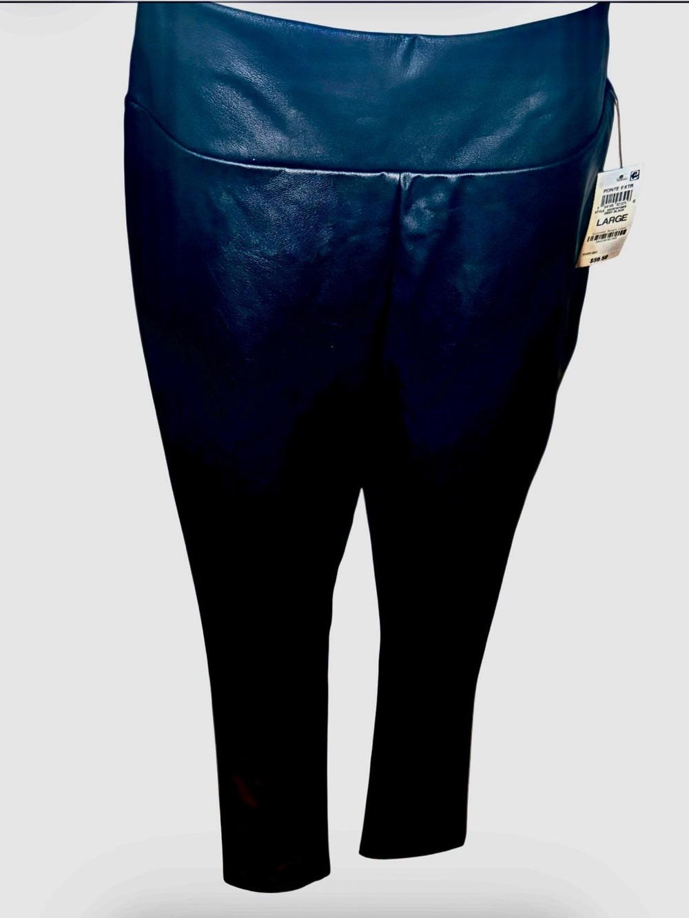 INC Concepts Black Faux Leather Leggings front with polyester back
